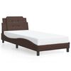 vidaXL Estrutura de cama sem colch&atilde;o Zadar 90x200 cm couro artificial castanho