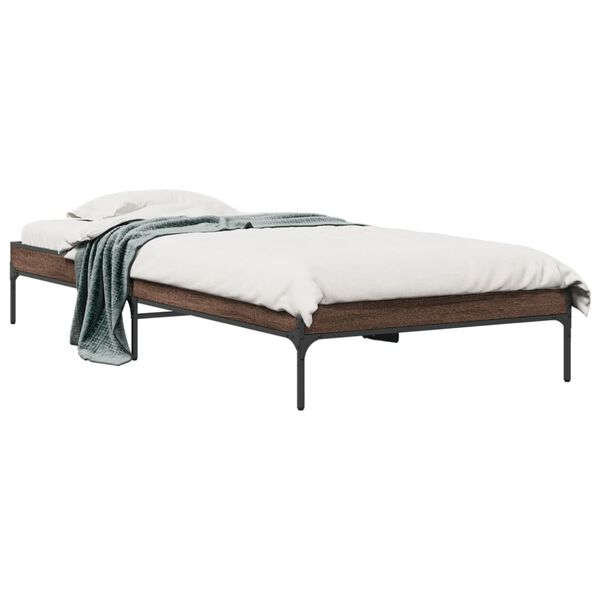 vidaXL Estrutura de cama derivados de madeira/metal carvalho castanho