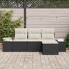 vidaXL Conjunto de Sofá de Jardim 4 pcs Preto e Creme vime PE