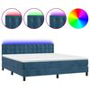 vidaXL Cama box spring c/ colchão/LED 180x200 cm veludo azul-escuro
