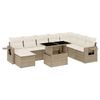 vidaXL 9 pcs conjunto de sof&aacute;s p/ jardim com almofad&otilde;es vime PE bege
