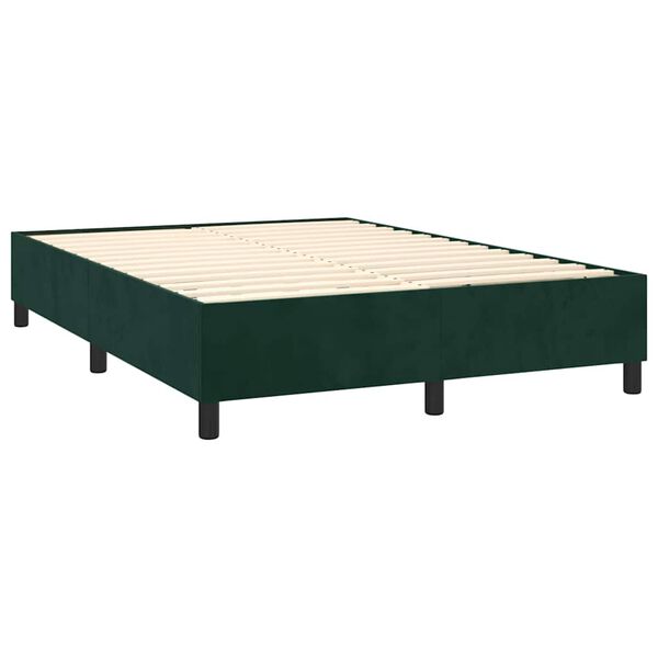 vidaXL Cama com molas/colch&atilde;o 140x190 cm veludo verde-escuro