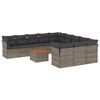 vidaXL 12 pcs conjunto de sof&aacute;s jardim c/ almofad&otilde;es vime PE cinzento