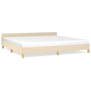 vidaXL Estrutura de cama sem colch&atilde;o 200x200 cm tecido cor creme