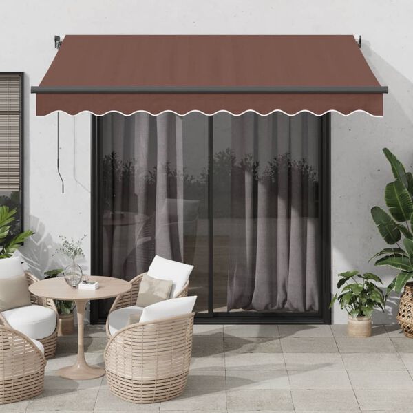 vidaXL Toldo retr&aacute;til autom&aacute;tico com luzes LED 350x250 cm castanho
