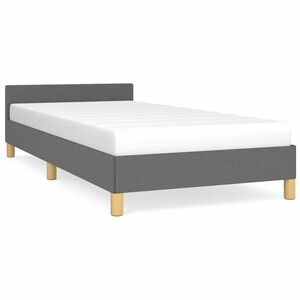 vidaXL Estrutura de cama sem colch&atilde;o 90x190 cm tecido cinzento-escuro