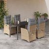 vidaXL 5 pcs conjunto de jantar p/ jardim com almofad&otilde;es vime PE bege