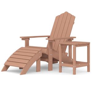 vidaXL Cadeira de jardim Adirondack c/ apoio de p&eacute;s/mesa PEAD castanho