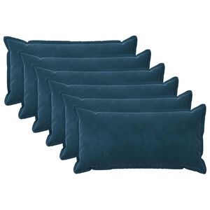 vidaXL Almofada com travesseiro HOUTEN 6 unid. Azul Veludo