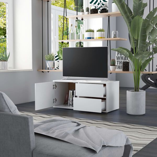 vidaXL M&oacute;vel de TV 80x34x36 cm derivados de madeira branco