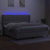 vidaXL Cama box spring c/ colch&atilde;o e LED 200x200 cm tecido cinza-claro