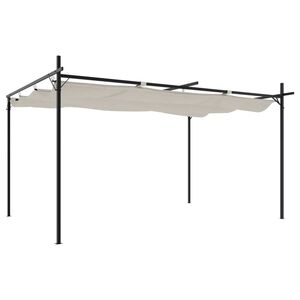 vidaXL P&eacute;rgola com toldo retr&aacute;til 395x292x230 cm cor creme