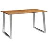 vidaXL Mesa de jantar 140x80x75 cm ac&aacute;cia maci&ccedil;a e a&ccedil;o inoxid&aacute;vel