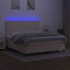 vidaXL Cama box spring c/ colch&atilde;o e LED 160x200 cm tecido cor creme