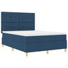 vidaXL Cama Box com colch&atilde;o com cabeceira Azul 140 x 200 cm tecido
