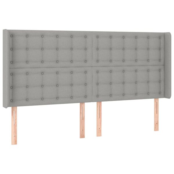 vidaXL Cabeceira cama c/ luzes LED tecido 163x16x118/128cm cinza-claro