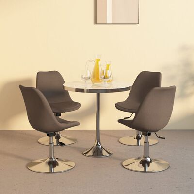 vidaXL Cadeiras de jantar giratórias 4 pcs tecido cinzento-acastanhado