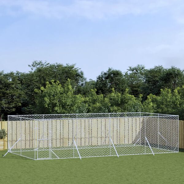 vidaXL Canil de exterior 8x4x2 m a&ccedil;o galvanizado prateado