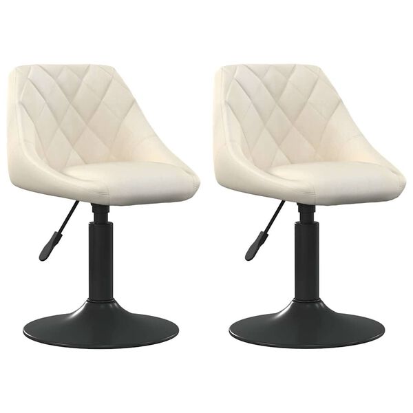 vidaXL Cadeiras de jantar girat&oacute;rias 2 pcs veludo cor creme