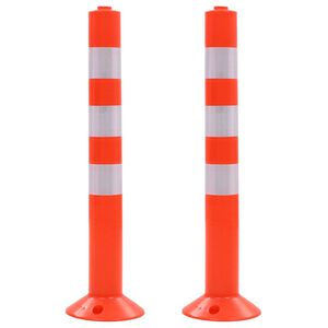 vidaXL Poste de amarração p/ controlo do trânsito 2 pcs plástico 75 cm