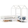 vidaXL Conj. sof&aacute;-cama e banco c/ telhado 90x190cm pinho maci&ccedil;o branco