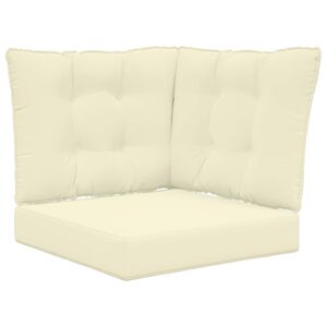 vidaXL Almofada para Sof&aacute; Externo 3 pcs Creme Poli&eacute;ster