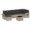 vidaXL 8 pcs conj. sof&aacute;s jardim c/ almofad&otilde;es vime PE cinzento-claro