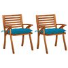 vidaXL Cadeiras de jantar jardim c/ almofad&otilde;es 2 pcs ac&aacute;cia maci&ccedil;a