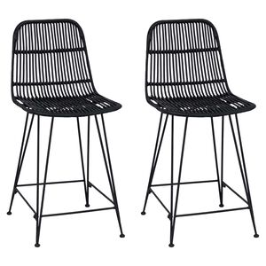 vidaXL Banco de bar 2 unid. Preto 44 x 54 x 96 cm Rattan e A&ccedil;o