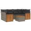 vidaXL 7 pcs conjunto sof&aacute;s p/ jardim c/ almofad&otilde;es vime PE cinzento