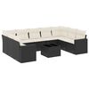 vidaXL 10 pcs conjunto sof&aacute;s de jardim c/ almofad&otilde;es vime PE preto