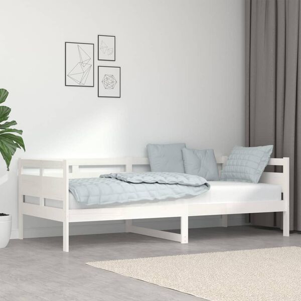 vidaXL Sofá-cama 90x200 cm madeira de pinho maciça branco