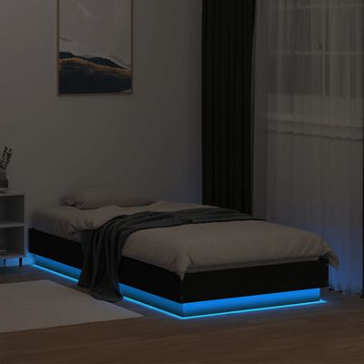 vidaXL Estrutura de cama com luzes LED 75x190 cm preto