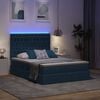 vidaXL Cama com arruma&ccedil;&atilde;o e LED com led Azul 140 x 200 cm Poli&eacute;ster