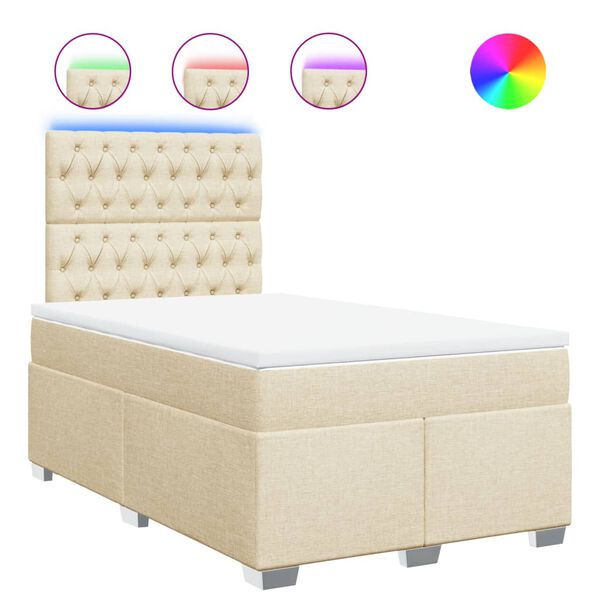 vidaXL Cama boxspring com colch&atilde;o 120x190 cm tecido cor creme