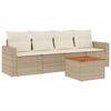 vidaXL 5 pcs conjunto de sof&aacute;s p/ jardim com almofad&otilde;es vime PE bege