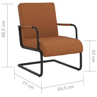 vidaXL Cadeira cantilever em couro artificial castanho mate