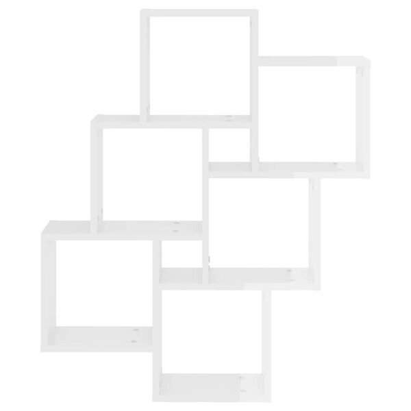 vidaXL Estante de parede c&uacute;bica derivados de madeira branco brilhante