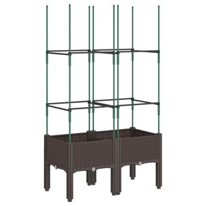 vidaXL Vaso/floreira de jardim c/ treli&ccedil;a 80x40x142,5 cm PP castanho