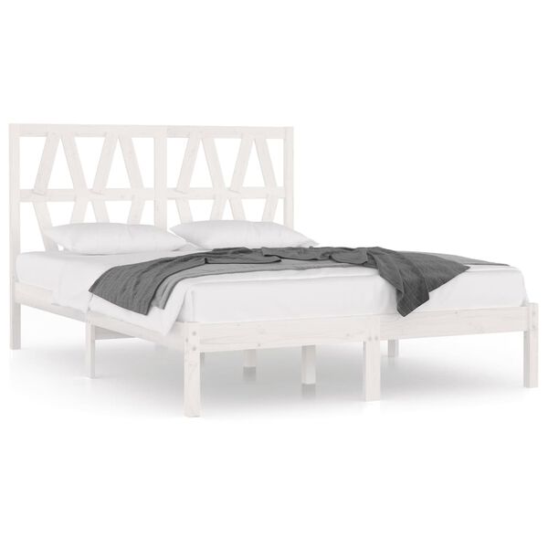 vidaXL Estrutura de cama super king 180x200 cm pinho maci&ccedil;o branco