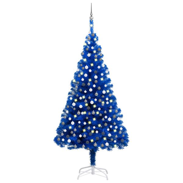 vidaXL &Aacute;rvore Natal artificial pr&eacute;-iluminada c/ bolas 240cm PVC azul