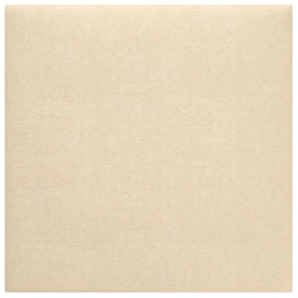 vidaXL Painel de parede 12 pcs 30x30 cm tecido 1,08 m² cor creme