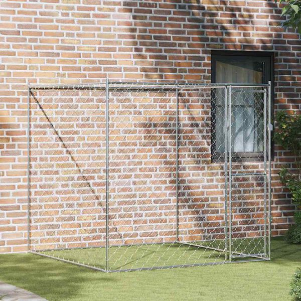 vidaXL Jaula para c&atilde;o Prateado 200 x 200 x 200 cm A&ccedil;o Galvanizado