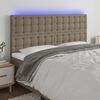 vidaXL Cabeceira cama c/ LED tecido 160x5x118/128 cm cinza-acastanhado