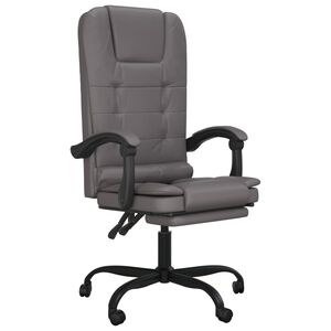 vidaXL Cadeira de escrit&oacute;rio reclin&aacute;vel com massagem em couro sint&eacute;tico cinza