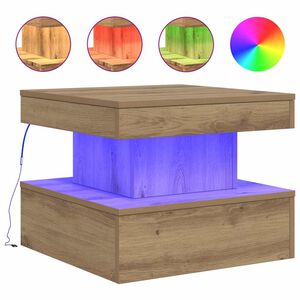 vidaXL Mesa de centro com luzes LED 50x50x40 cm carvalho artisiano