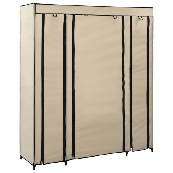 vidaXL Roupeiro c/ compartimentos e var&otilde;es 150x45x176 cm tecido creme
