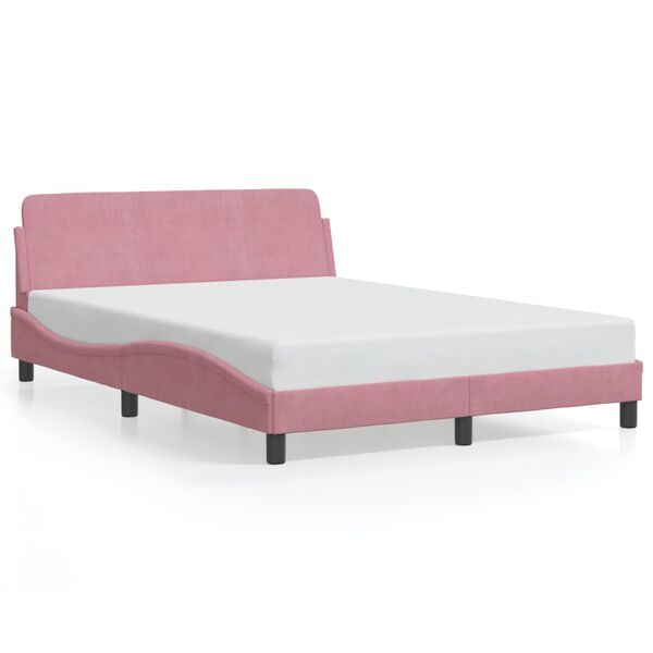 vidaXL Estrutura de cama com cabeceira Dover 140x200 cm veludo rosa
