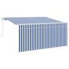 vidaXL Toldo retr&aacute;til Azul e Branco 300 x 200 cm Poli&eacute;ster e Alum&iacute;nio