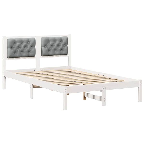 vidaXL Estrutura da Cama com cabeceira Cinzento-claro 135 x 190 cm